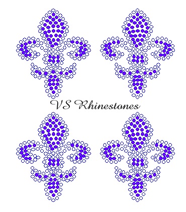 Fleur de lis Mini Filled Rhinestone Transfers - select Color (4)
